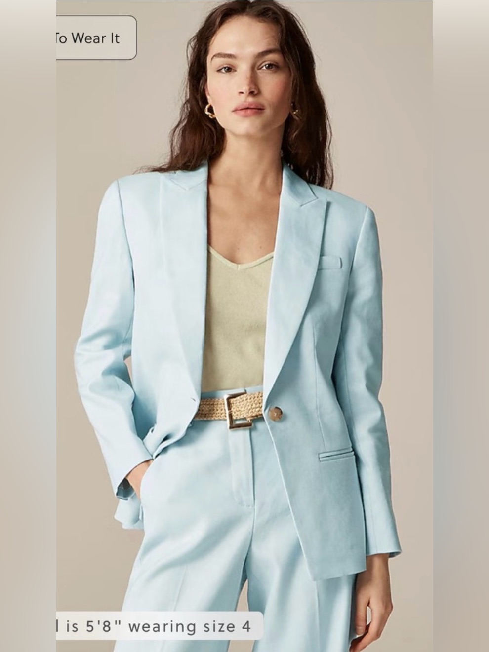 J.Crew Alexandra Blazer In Stretch Linen Blend In Edgewater